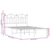 Metal Bed Frame without Mattress with Headboard Black 120x200cm 353437