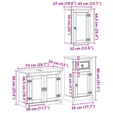3 Piece Bathroom Furniture Set Corona Solid Wood Pine 3334633