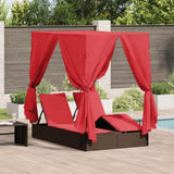 Double Sun Lounger with Roof Brown 205 x 129 x 200 cm PE rattan 3376133