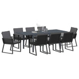 Garden Dining Set 9 pcs Black Poly Rattan 3378830