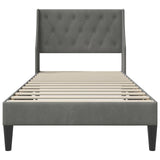 Bed Frame with Headboard Dark Grey 90 x 190 cm Velvet 42027455