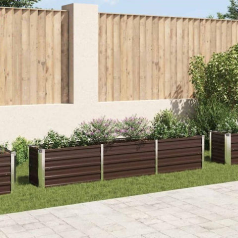 Garden Raised Bed Galvanised Steel 240x40x45 cm Brown 47046