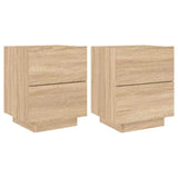 Bedside Cabinets with LED Lights 2 pcs Sonoma Oak Engineered Wood 836740