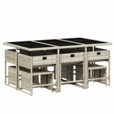11 Piece Garden Dining Set with Cushions Light Grey Poly Rattan 3211331