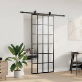 Sliding Door with Hardware Set Black 90x205 cm ESG Glass 3375794