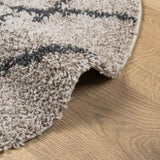 ZNTS Shaggy Rug PAMPLONA High Pile Modern Beige and Anthracite Ø 200 cm 375401