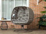 Swivel Egg Chair with Cushions, Foldable Basket Seat and Metal Frame, Indoor Outdoor Lounge Chair T3398P315977
