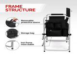 Folding Director Chair with Side Table & Storage Pockets, 41"23.6"26.4" Heavy Duty Spray-Coated 55814069