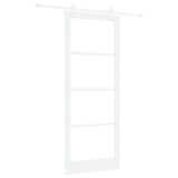 Sliding Door White 93 x 232 cm Solid Pine Wood and Glass 3332236