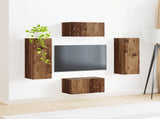 TV Cabinet Set Wall-mounted 2 pcs Old Wood Engineered Wood 3408977