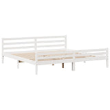 Bed Frame without Mattress White 200x200 cm Solid Wood Pine 3301619