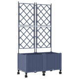 Garden Planter with Trellis&Wheels 2 pcs Grey 80 x 40 x 149 cm 3422991