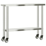 Kitchen Work Table with Wheels 110x30x85 cm Stainless Steel 376461