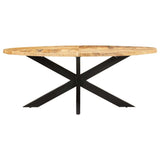 321675 Dining Table Oval 200x100x75 cm Rough Mango Wood