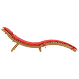 Sun Lounger with Cushion Red Solid Wood Acacia 367637