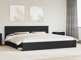 Bed Frame with Headboard Black 200 x 200 cm Solid Pine Wood 3410966