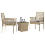 Garden Bistro Set 3 pcs Beige Poly rattan 3334958