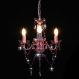 Chandelier with Beads Pink Round 3 x E14 281598