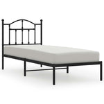 Metal Bed Frame without Mattress with Headboard Black 90x200cm 353432