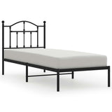 Metal Bed Frame without Mattress with Headboard Black 90x200cm 353432