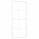 Sliding Door Frosted ESG Glass and Aluminium 90x205 cm White 151673