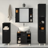ZNTS Bathroom Furniture Set 4 Pieces Black Oak Engineered Wood Storage 3333047