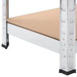 5-Layer Work Table with Shelves Silver Steel&Engineered Wood 152875
