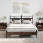 Bed Frame without Mattress Brown Oak 140x200 cm Engineered Wood 4106999