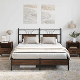 Bed Frame without Mattress Brown Oak 140x200 cm Engineered Wood 4106999