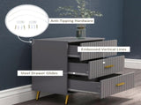 Three Drawer Embossed Line Dresser - Grey/Gold Tone T3398P343154