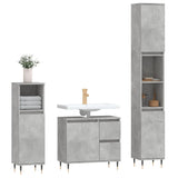 ZNTS 3 Piece Bathroom Furniture Set Concrete Grey Engineered Wood 3190217