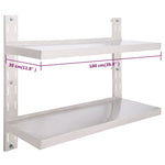 2-Tier Floating Wall Shelf Stainless Steel 100x30 cm 51047