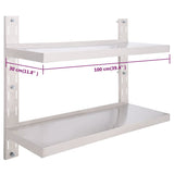 2-Tier Floating Wall Shelf Stainless Steel 100x30 cm 51047