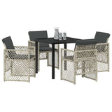 Garden Dining Set 5 pcs Light Grey Poly Rattan 3380637