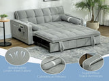 Two-Seater Linen-Look Sofa Bed - Light Grey T3398P377890