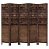 Room Divider 5 Panels Dark Brown Solid Wood Paulownia 358709