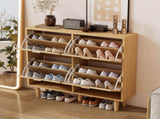 Rattan Shoe Storage Cabinet with Adjustable Shelves, 4 Flip Drawers, Elegant Wooden Design, Perfect N896P437303O