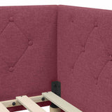 Corner Bed Frame with Headboard Wine Red 100 x 200 cm Fabric 42016506