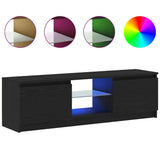 TV Cabinet with LED Lights Black Oak 120x30x36 cm Engineered Wood 862034