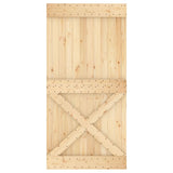 Sliding Door with Hardware Set 100x210 cm Solid Wood Pine 3203196