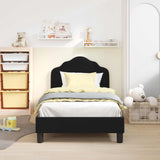 Children's Bed Frame with Headboard Black 80 x 160 cm Velvet 42010938