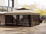 3 x 3 Pop Up Gazebo, Height Adjustable Instant Event Shelter with Netting and Carrying Bag, Beige T3398P314111