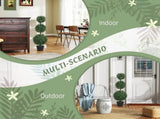 Set of 2 Decorative Artificial Trees, Topiary Ball-shaped Boxwood Trees in Pot, Fake Plants for Home T3398P343145