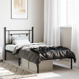 Metal Bed Frame without Mattress with Headboard Black 90x200cm 374332