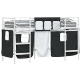 Kids'Loft Bed Frame with Curtains White and Black 90 x 190 cm 42020810