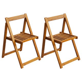 Folding Chair Set of 2 Natural wood Acacia wood Medium Foldable 42660