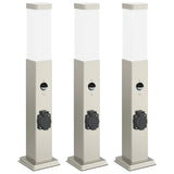 Bollard Lights with Sensor&Outlet 3 pcs 50 cm Stainless Steel IP44 4006066