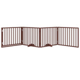 Dog Gate with Door Foldable 4 Panels Brown 320 cm Poplar Wood 352201