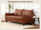 Faux Leather Marble-Effect Two-Seater Sofa - Brown T3398P424908