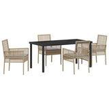 Garden Dining Set with Cushion 5 pcs Beige Poly Rattan 3379887